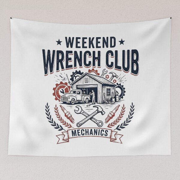 Item preview, Weekend Wrench Club – Vintage Mechanic Garage T-Shirt designed and sold by abdlhakim taoufik.