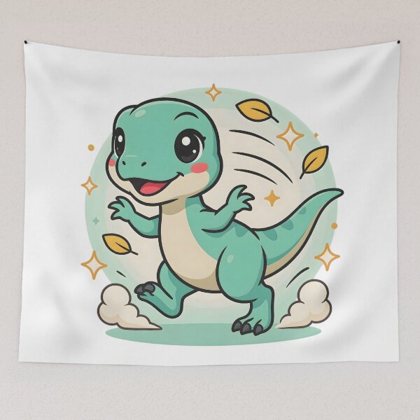 Item preview, Cute Kawaii Running Raptor Dinosaur Sticker designed and sold by ChibiPCStudio.