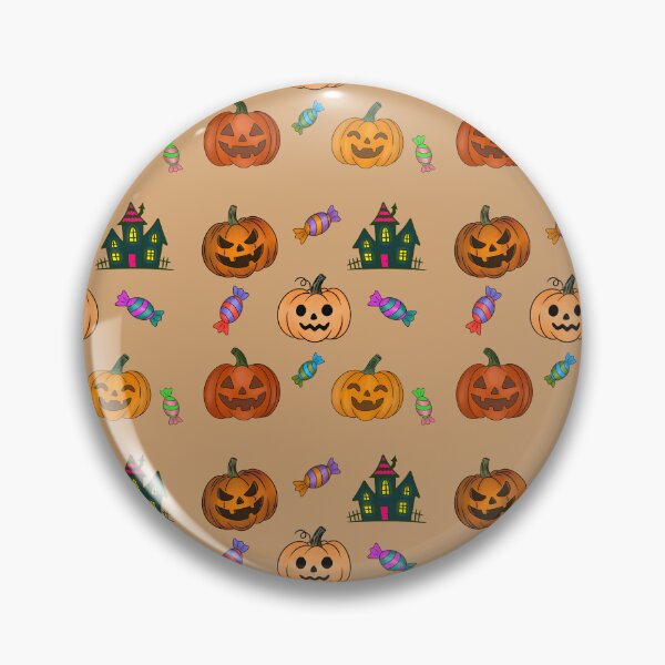 Item preview, Warm Tan Variant: Hand Drawn Halloween Pattern Jack O Lantern Pumpkins Trick or Treat Candy Haunted House designed and sold by Ink & Kind Studio.