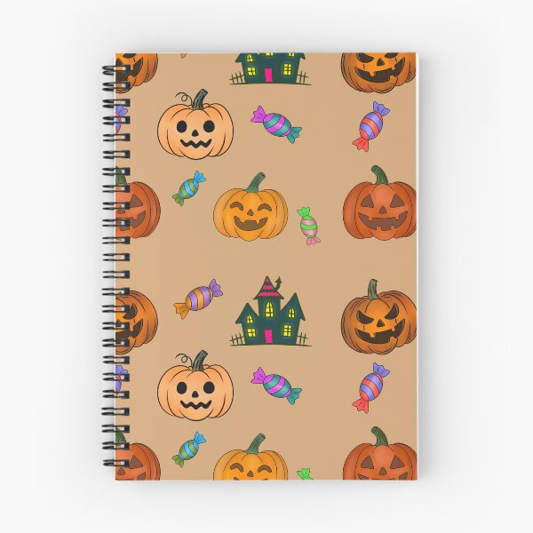 Item preview, Warm Tan Variant: Hand Drawn Halloween Pattern Jack O Lantern Pumpkins Trick or Treat Candy Haunted House designed and sold by Ink & Kind Studio.