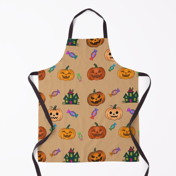 Item preview, Warm Tan Variant: Hand Drawn Halloween Pattern Jack O Lantern Pumpkins Trick or Treat Candy Haunted House designed and sold by Ink & Kind Studio.