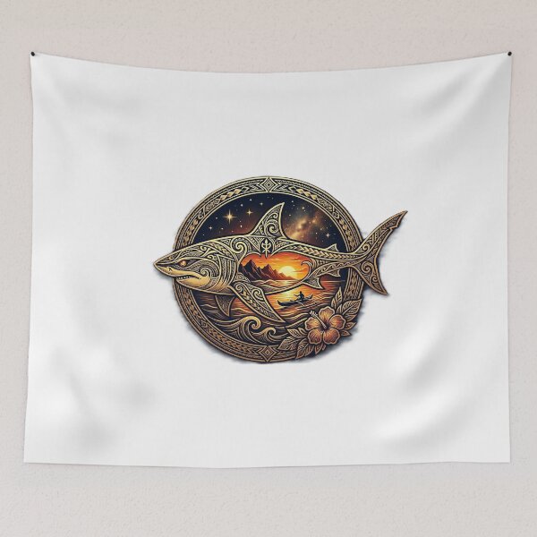 Item preview, Tribal Shark Starry Night Sky designed and sold by Hawaii26.