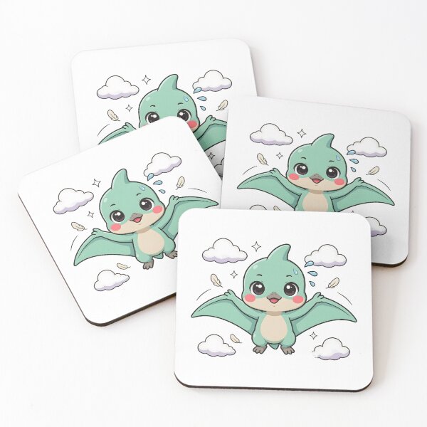 Artikelvorschau, Niedlicher Kawaii Baby Pteranodon Fliegender Aufkleber entworfen und verkauft von ChibiPCStudio.