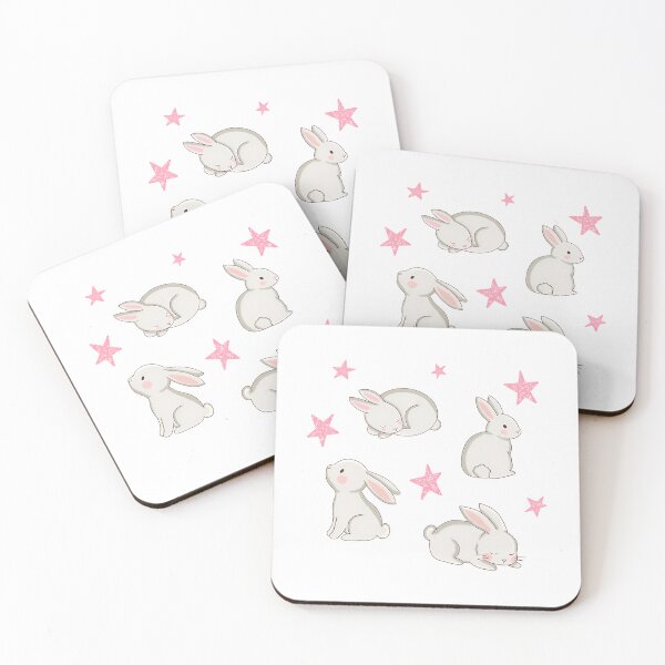 Item preview, White Rabbits And Pink Sparky Stars designed and sold by blima-greele.