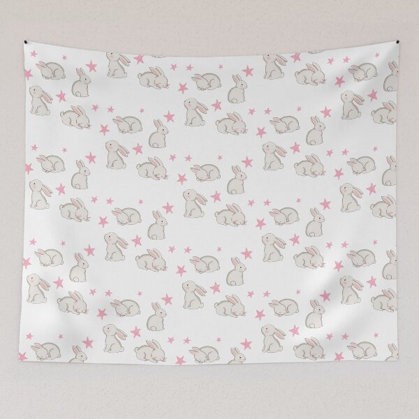 Item preview, White Rabbits And Pink Sparky Stars designed and sold by blima-greele.