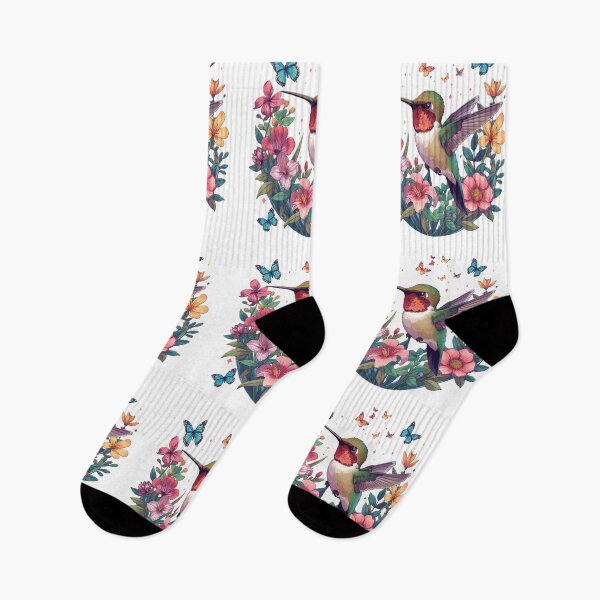 Item preview, Colorful Hummingbird Among Tropical Flowers & Butterflies | Botanical Bird | Vibrant Nature Aesthetic designed and sold by dreamz-world.