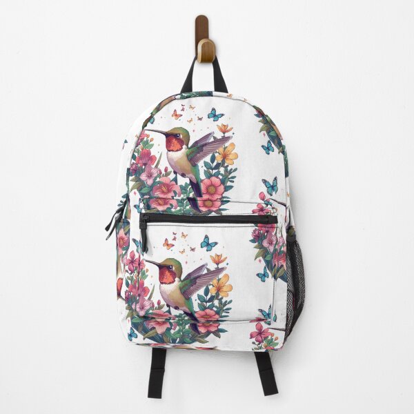 Item preview, Colorful Hummingbird Among Tropical Flowers & Butterflies | Botanical Bird | Vibrant Nature Aesthetic designed and sold by dreamz-world.