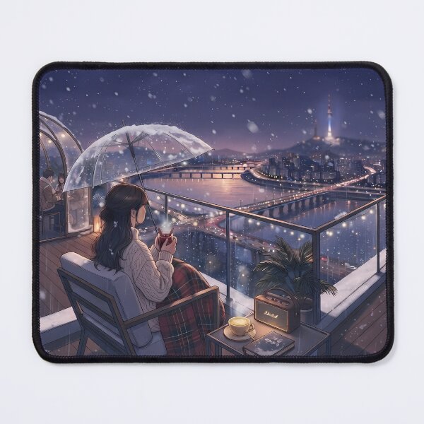 Item preview, Snowy Seoul Night (Modified): Cozy Lotte Tower View Lounge & Winter Romance designed and sold by SOOstudio73.