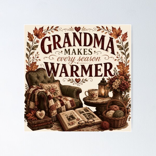 Item preview, Grandma Makes Every Season Warmer – Autumn Grandma Gift Design designed and sold by astersgraphics.