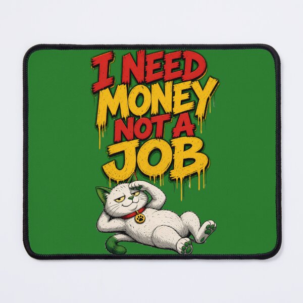 Item preview, I Need Money Not A Job - Funny Lazy Cat designed and sold by digitalbob60.