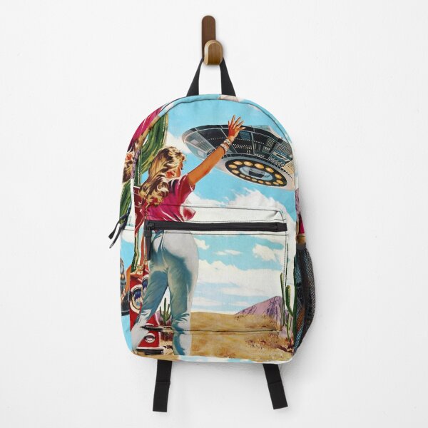 Item preview, Retro Woman UFO Encounter in Desert Sky designed and sold by Vicky021.