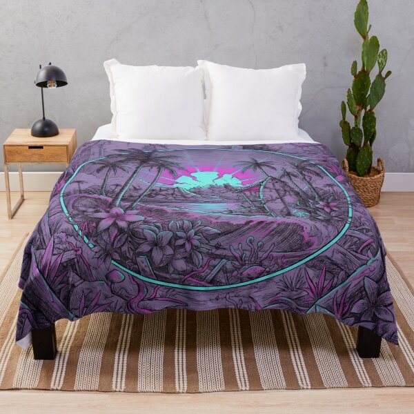 Item preview, Tropical Cyber Island Shattered Neon Sun Synthwave Beach Post Apocalyptic Graphic Art designed and sold by MarCinu Art.