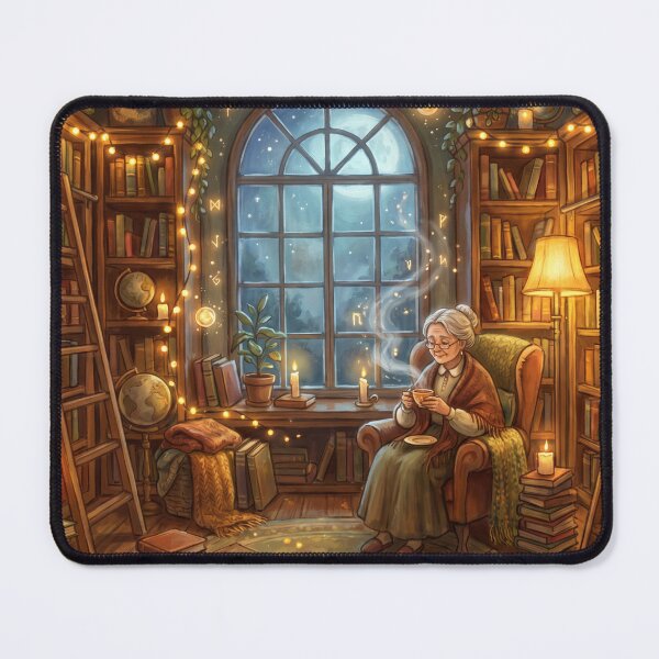 Item preview, Librarian Reading After Hours | Vintage Library Wall Art designed and sold by SebastianSpace.