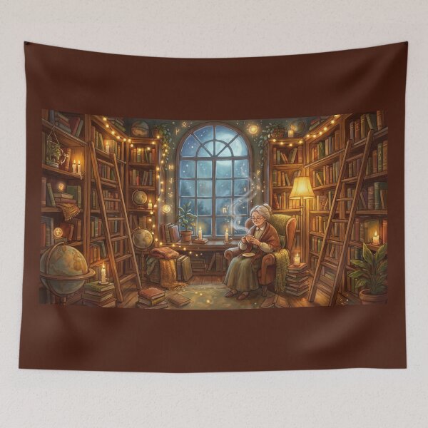 Item preview, Librarian Reading After Hours | Vintage Library Wall Art designed and sold by SebastianSpace.