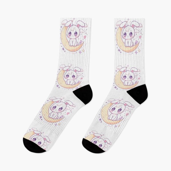 Item preview, Cute Bunny on Crescent Moon | Kawaii Lunar Bunny | Dreamy Pastel Night Sky designed and sold by dreamz-world.