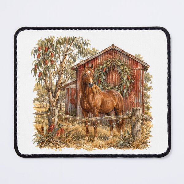 Item preview, Aussie Stock Horse At The Shed Australian Farm Girl Country Horse Bottlebrush Wreath designed and sold by Yellowriversss.