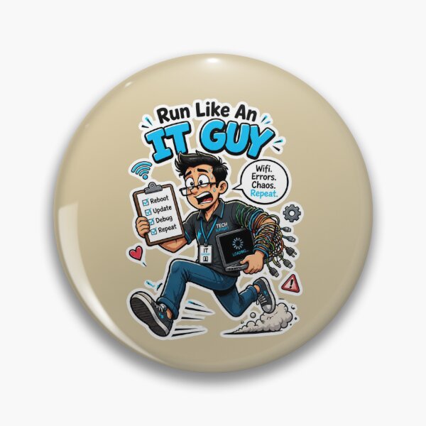 Item preview, Run Like An IT Guy Funny Tech Support Sticker Design designed and sold by Panom Suavichien.