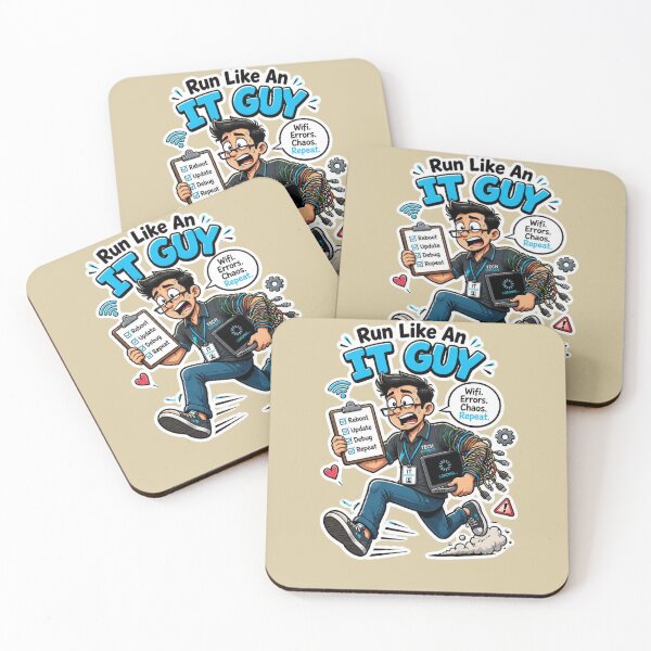 Item preview, Run Like An IT Guy Funny Tech Support Sticker Design designed and sold by Panom Suavichien.