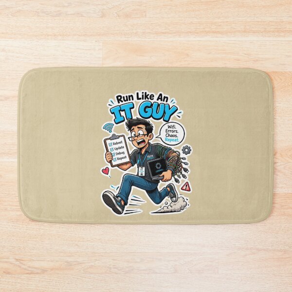 Item preview, Run Like An IT Guy Funny Tech Support Sticker Design designed and sold by Panom Suavichien.