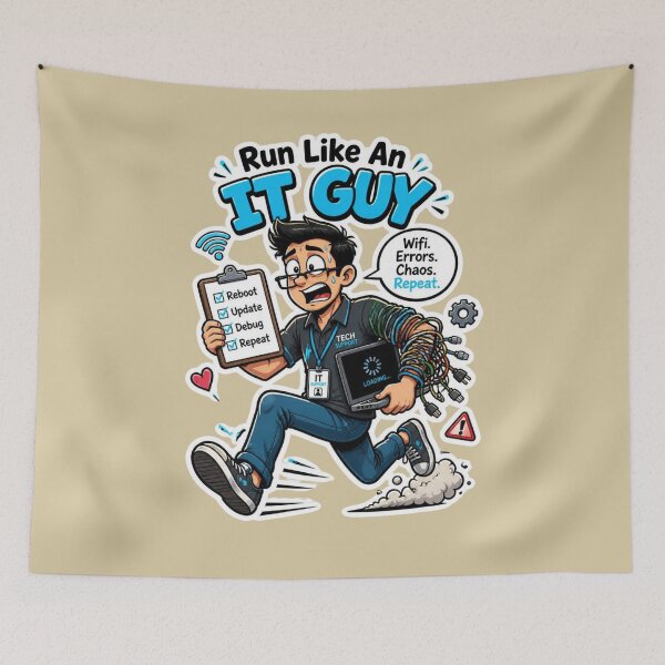 Item preview, Run Like An IT Guy Funny Tech Support Sticker Design designed and sold by Panom Suavichien.