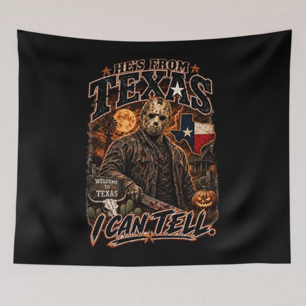 Item preview, Jason Voorhees Texas, Halloween Horror, Vintage Slasher Graphic designed and sold by perkmingStudio.
