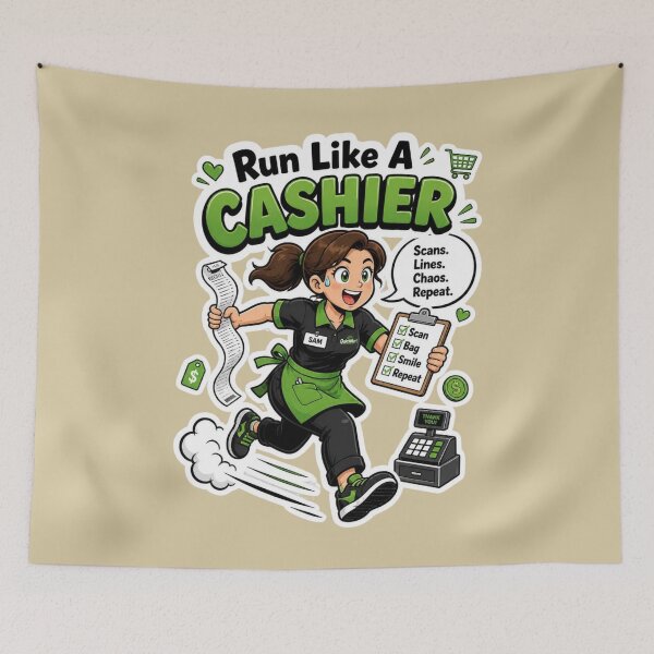 Item preview, Run Like A Cashier Funny Retail Worker Sticker Design designed and sold by Panom Suavichien.