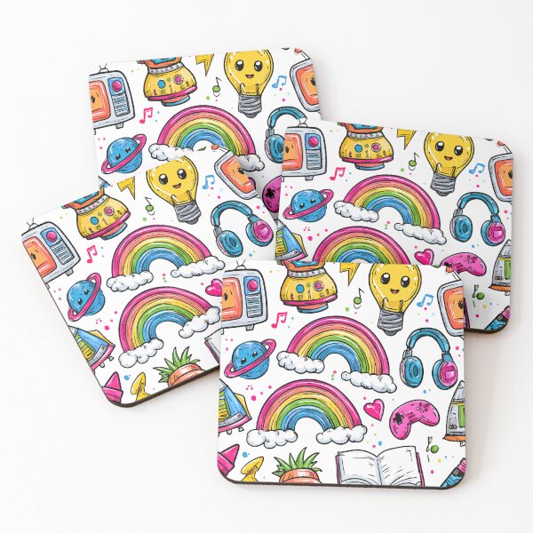 Item preview, Colorful Cute Rainbow Tech Kawaii Print Pattern designed and sold by RichardRags.