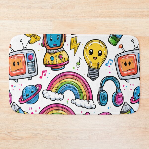 Item preview, Colorful Cute Rainbow Tech Kawaii Print Pattern designed and sold by RichardRags.