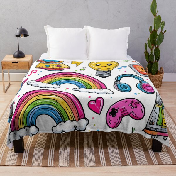 Item preview, Colorful Cute Rainbow Tech Kawaii Print Pattern designed and sold by RichardRags.