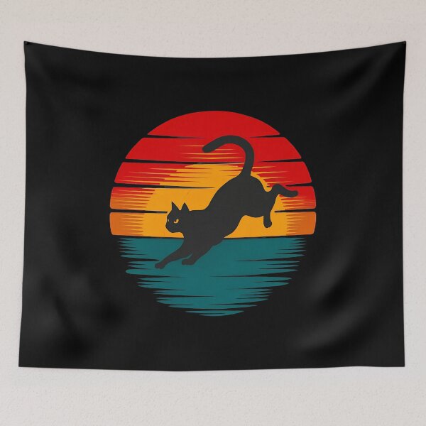 Item preview, Retro Cat Sunset Silhouette Design designed and sold by GiaoCalonas.