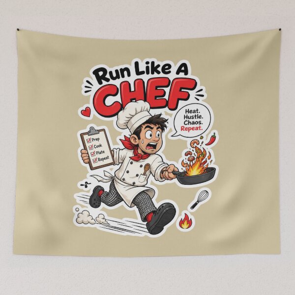Item preview, Run Like A Chef Funny Kitchen Sticker Design designed and sold by Panom Suavichien.