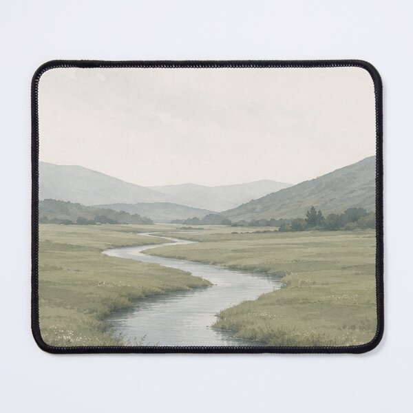 Item preview, Winding River Valley – Gentle Watercolor Landscape Painting designed and sold by Zaramodo.