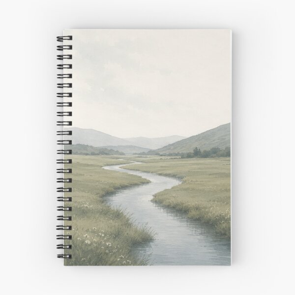 Item preview, Winding River Valley – Gentle Watercolor Landscape Painting designed and sold by Zaramodo.