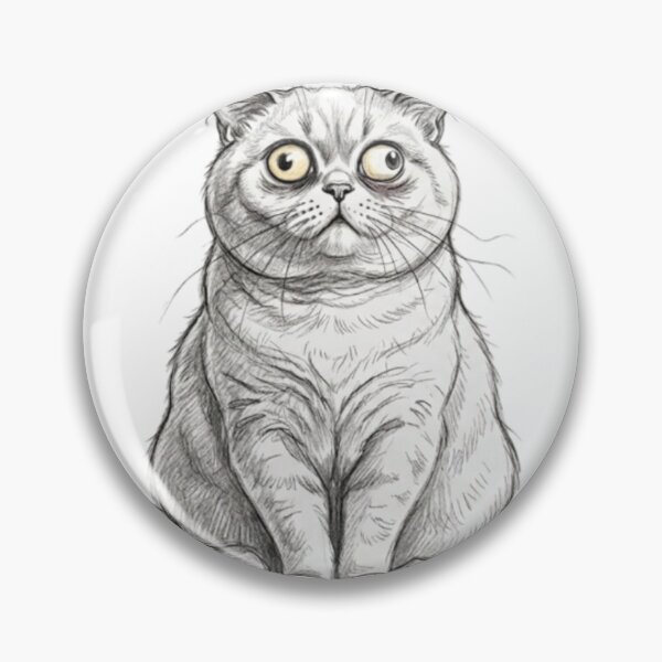 Item preview, British Shorthair Cat Holding It Together Hand Drawn Pencil Sketch Funny Tired Cat Meme Art designed and sold by Nakrisa.