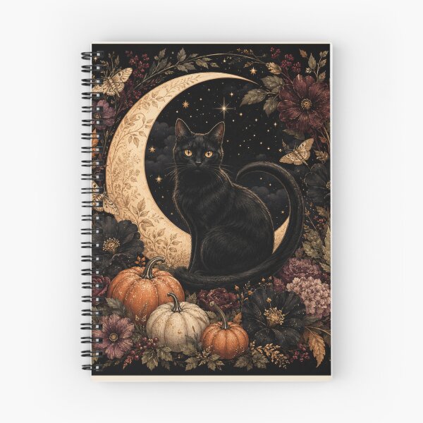 Item preview, Botanical Black Cat – Celestial Autumn Moon Garden Art designed and sold by astersgraphics.