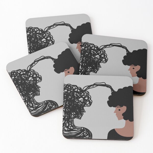 Item preview, woman seeing her psychological shadow made of tangled thoughts designed and sold by matintheworld ( delcarmat ).