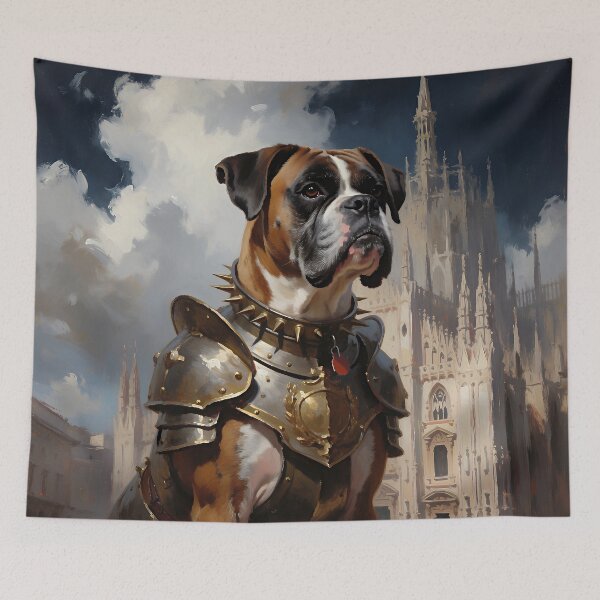 Item preview, Armored Boxer Dog Knight Medieval Fantasy Warrior Art designed and sold by cr6zym1nd.