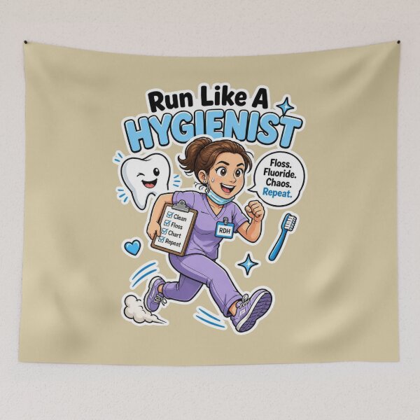 Item preview, Run Like A Hygienist Funny Dental Sticker Design designed and sold by Panom Suavichien.