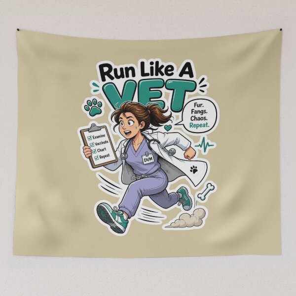 Item preview, Run Like A Vet Funny Veterinarian Sticker Design designed and sold by Panom Suavichien.