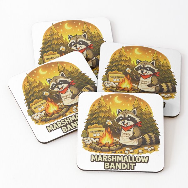 Item preview, Marshmallow Bandit Cute Camping Raccoon Illustration designed and sold by GabeMountainArt.