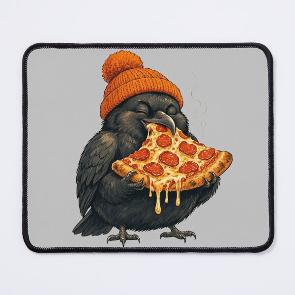 Item preview, Cute Raven Eating Pizza Funny Crow In Beanie designed and sold by CF_VintageDesign.