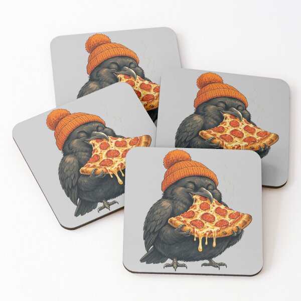 Item preview, Cute Raven Eating Pizza Funny Crow In Beanie designed and sold by CF_VintageDesign.