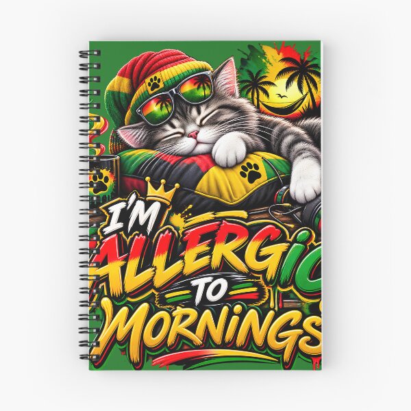 Item preview, Allergic To Mornings Rasta Cat Lazy Sleeping Kitten designed and sold by digitalbob60.