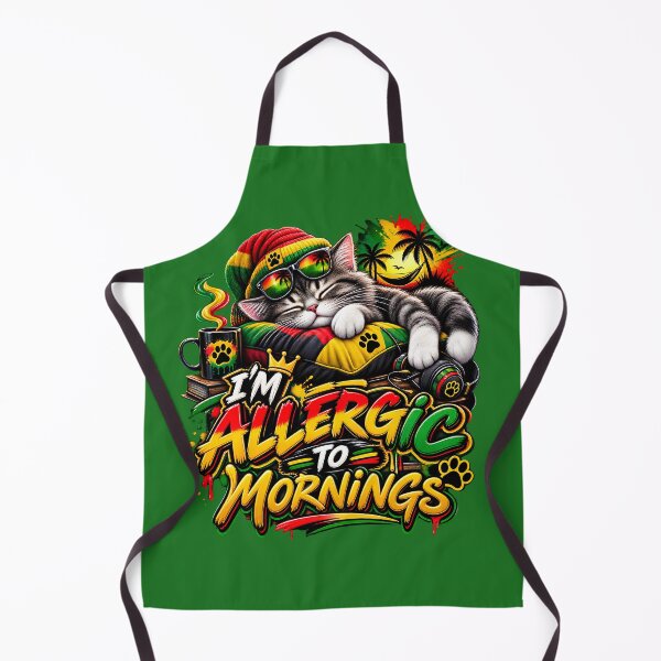Item preview, Allergic To Mornings Rasta Cat Lazy Sleeping Kitten designed and sold by digitalbob60.