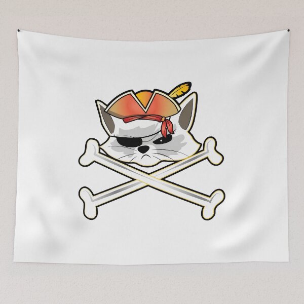 Item preview, Pirate Cat with Crossed Bones Graphic Art designed and sold by GiaoCalonas.