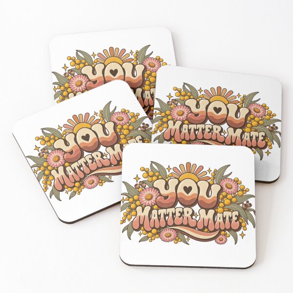 Item preview, You Matter Mate Retro Aussie Mental Health Wattle Everlasting Daisy Gum designed and sold by Yellowriversss.