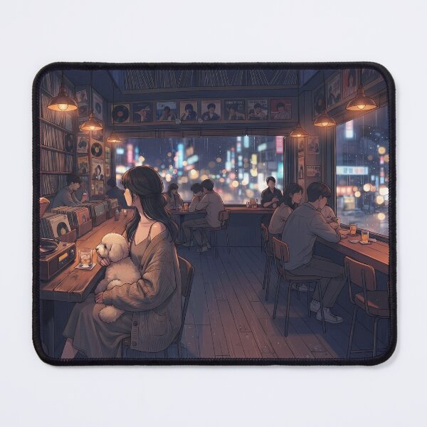 Item preview, Retro Vinyl Bar Night in Seoul: Cozy Vibes with a Cute Dog & Whiskey designed and sold by SOOstudio73.