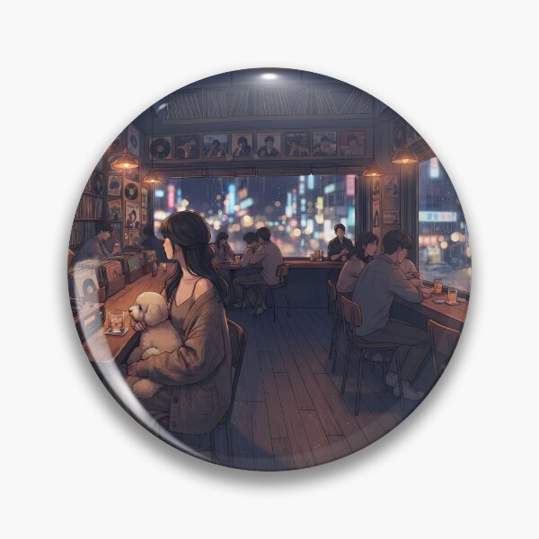 Item preview, Retro Vinyl Bar Night in Seoul: Cozy Vibes with a Cute Dog & Whiskey designed and sold by SOOstudio73.