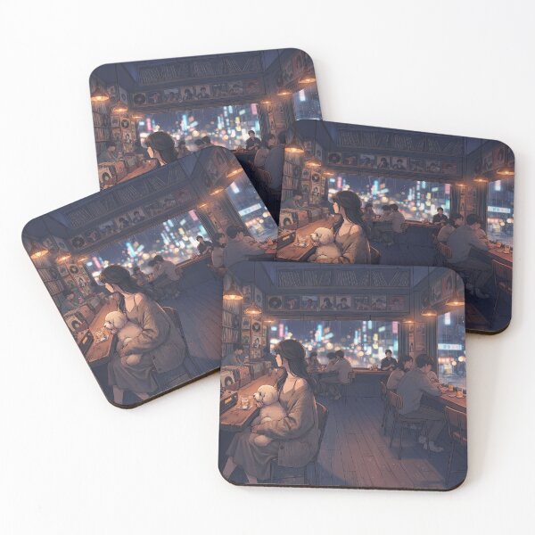 Item preview, Retro Vinyl Bar Night in Seoul: Cozy Vibes with a Cute Dog & Whiskey designed and sold by SOOstudio73.