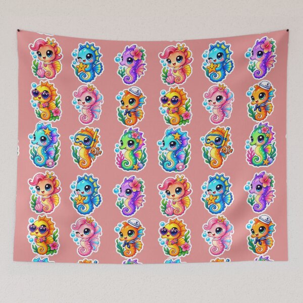 Item preview, Cute Kawaii Seahorse Stickers Pack of 9 designed and sold by KrishAuraa.